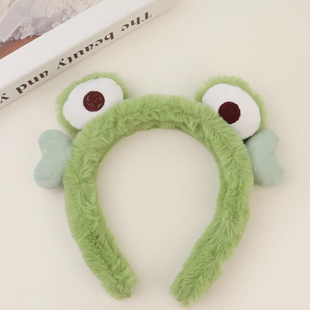 2pcs Cartoon Frog Headband Headband Plush Face Wash Hair Accessories Fresh Big Eyes Cute Headband Headgear Set