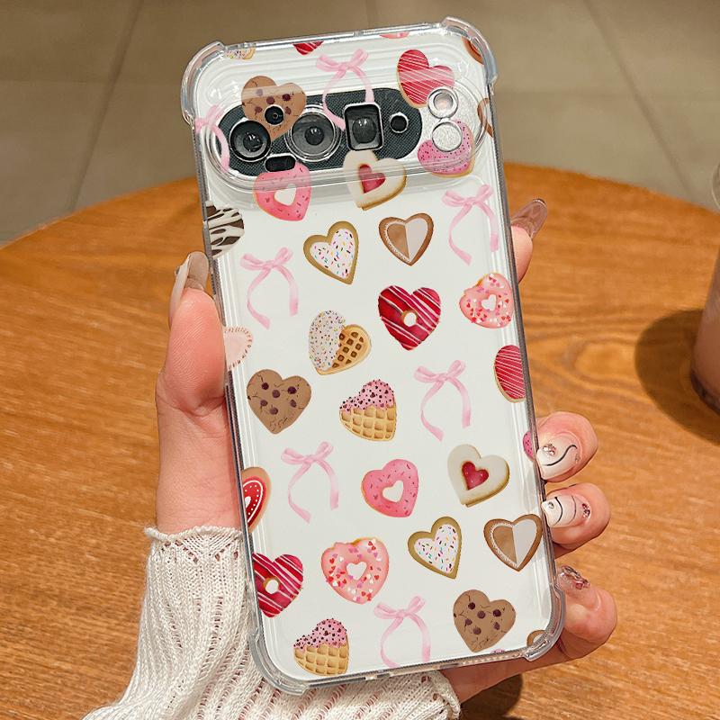 Pink Bowknots Pattern Case For Google Pixel 9 Pro XL 9A Shockproof TPU Silicone Clear Soft Cover