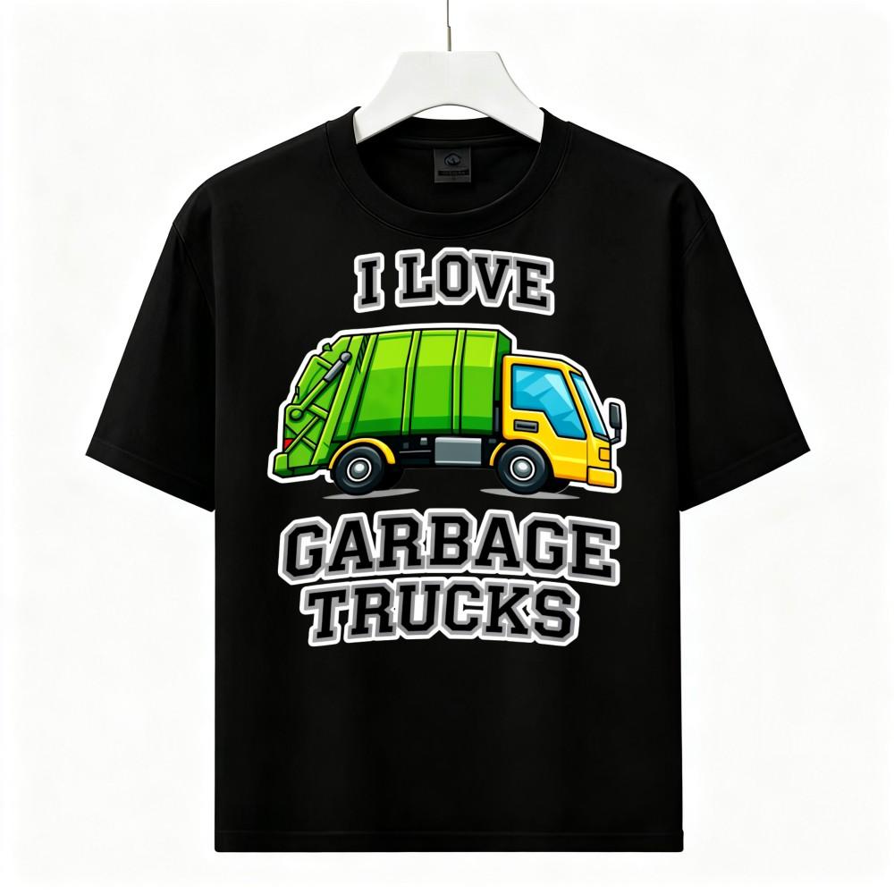 Funny Garbage Truck Cartoon Graphic Cotton TShirt Unisex Casual Short Sleeve Tee