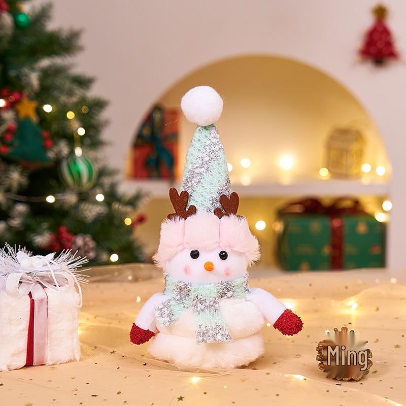Christmas Snowman Plush Ornaments and Santa Doll Photo Props for Store Displays