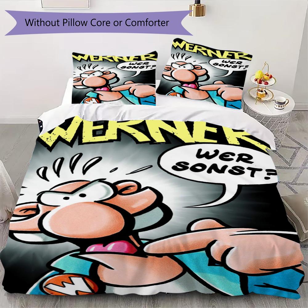 

Werner Comic Pattern Bedding uilt Set uilt Cover Pillowcase Home Decoration Birthday Gift (1 * duvet cover + 2 * pillowcase without core)245 135x200cm