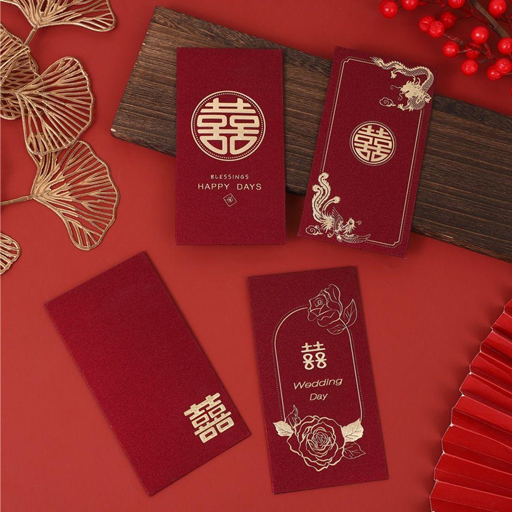 6pcs Chinese Style New Year Red Envelopes Blessing Gifts Packing Bags Spring Festival Supplies