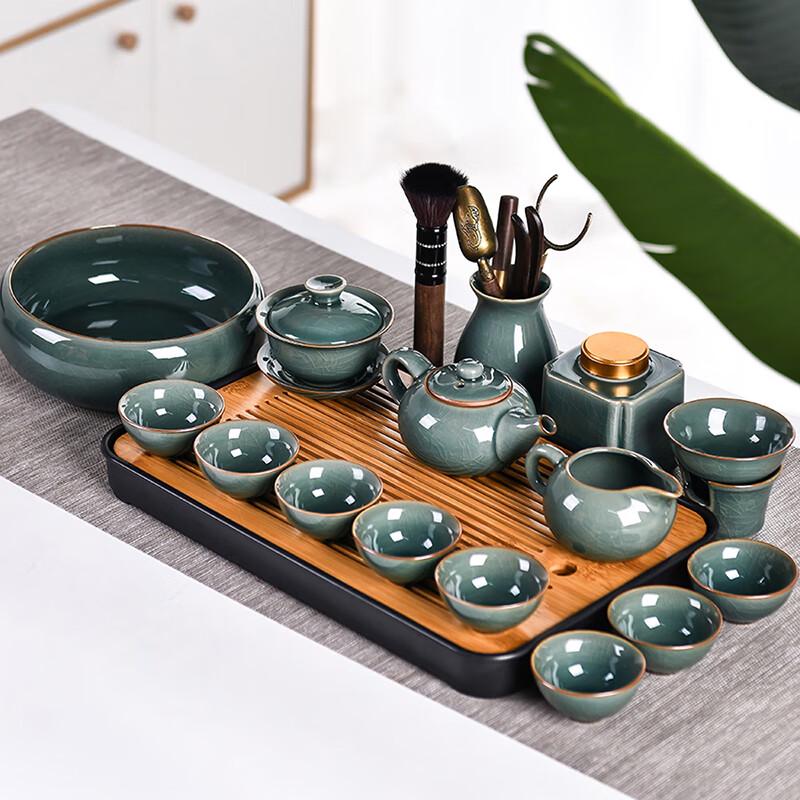 Ge Kiln Chinese Tea Set with Black Tea Tray