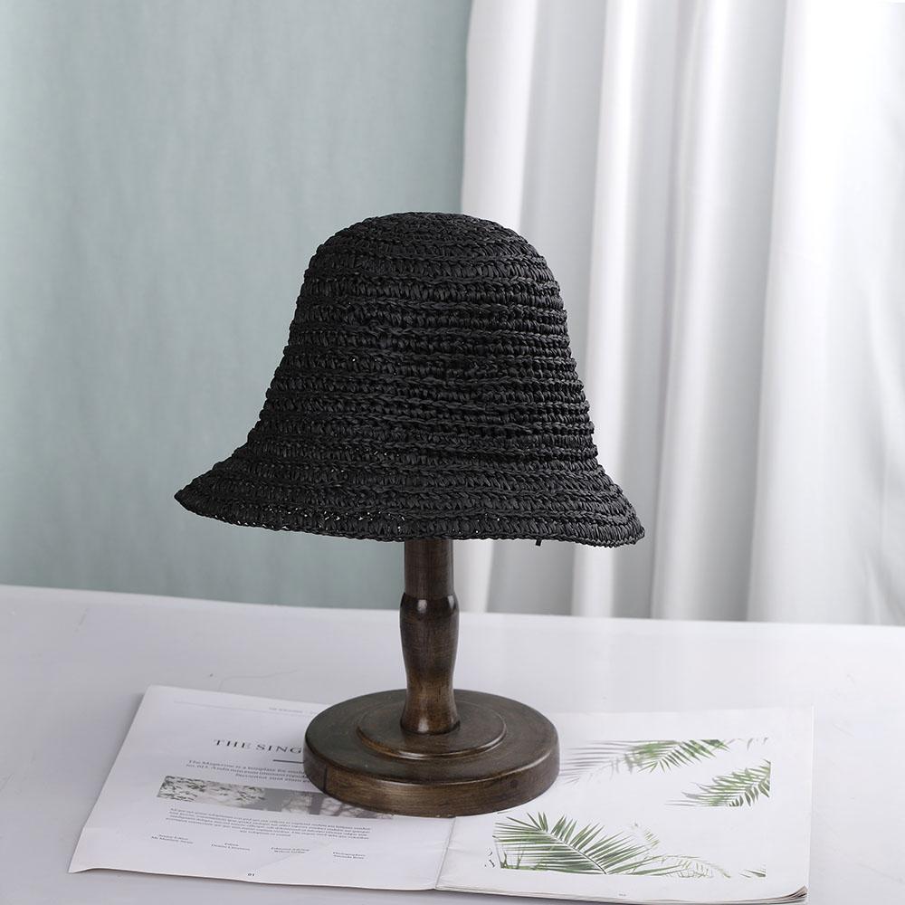 

2022 sun protection women s beach hat Bucket hat women s cap 2022 Balaclava rafia sun hat visor hat straw hat panama for girls 56-58cm чорний