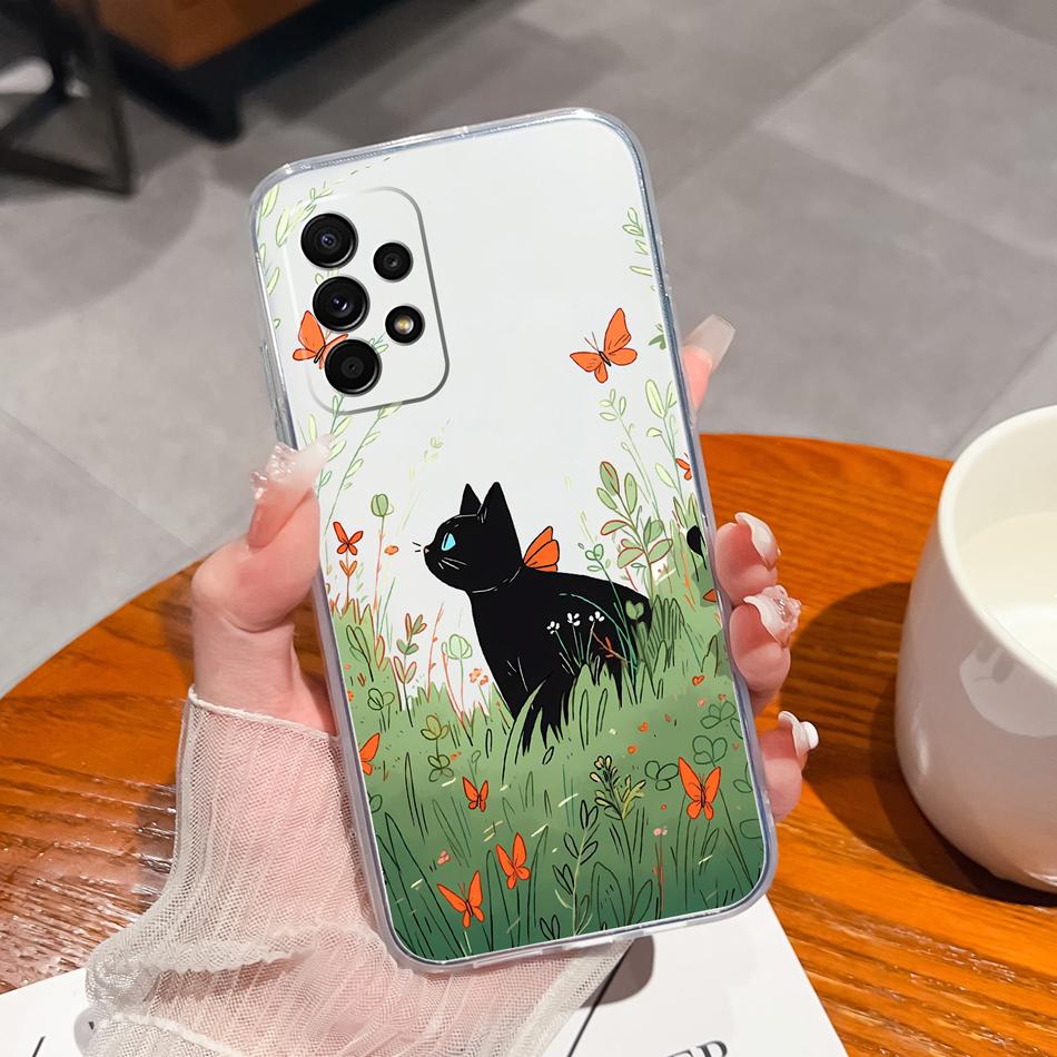 Flower Case For Samsung Galaxy A52 Phone Cover For Samsung A 52 Cases Soft Transparent Silicone Christmas Elk deer Back Covers