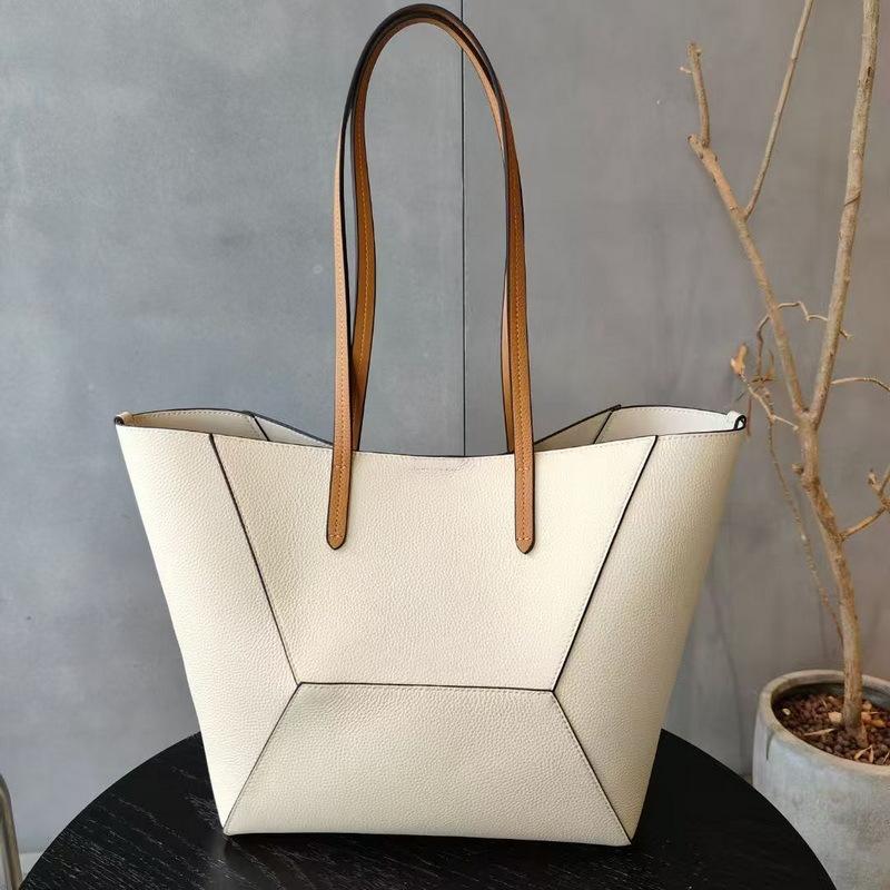 

Genuine leather women s bag, top layer cowhide single-shoulder bag, color-blocking and patchwork geometric bag, handbag, high-end mother-and-child bag 28x15x27cm