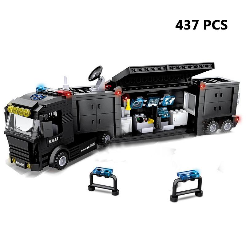 City Police Special Forces Military Model Building Blocks SWAT Team Helicopter Truck Armored Car Ship Weapon Construction Toys