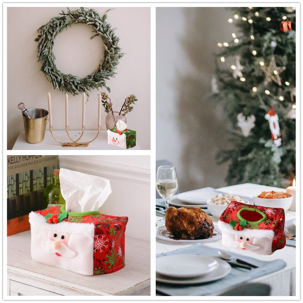 Merry Christmas Tissue Box Holder Cover Xmas Party Santa Claus Home Party Decor Merry Christmas Tissue Box Holder Cover Xmas Party Santa Claus Home Party Decor