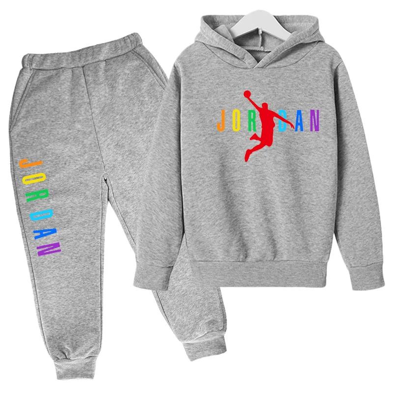 2-13 Anni Bambini e Bambine Abbigliamento Semplice Autunno Primavera 2 Pezzi Felpa+Pantaloni Stampa Lettere Tute Bambini Casual Set