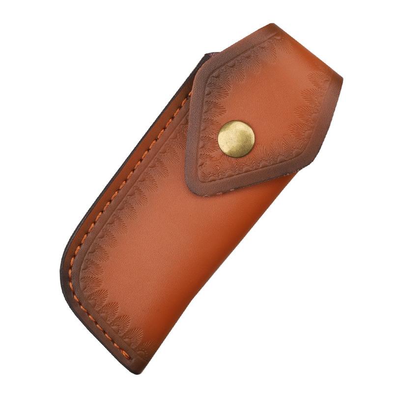 

Чохол для піхв із тисненням з коров’ячої шкіри, чохол із розрізної шкіри, чохол для кемпінгових ножів, пряжка для ременя шоколадний