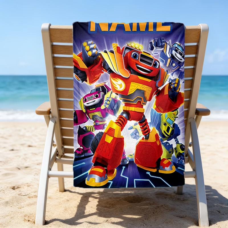 1 Stück Blaze und die Monster-Maschinen 3 Strandtuch mit individuellem Namen, Strand-/Schwimm-/Bade-/Picknick-/Camping-Handtuch, Geeignet für Strandurlaub am Meer
