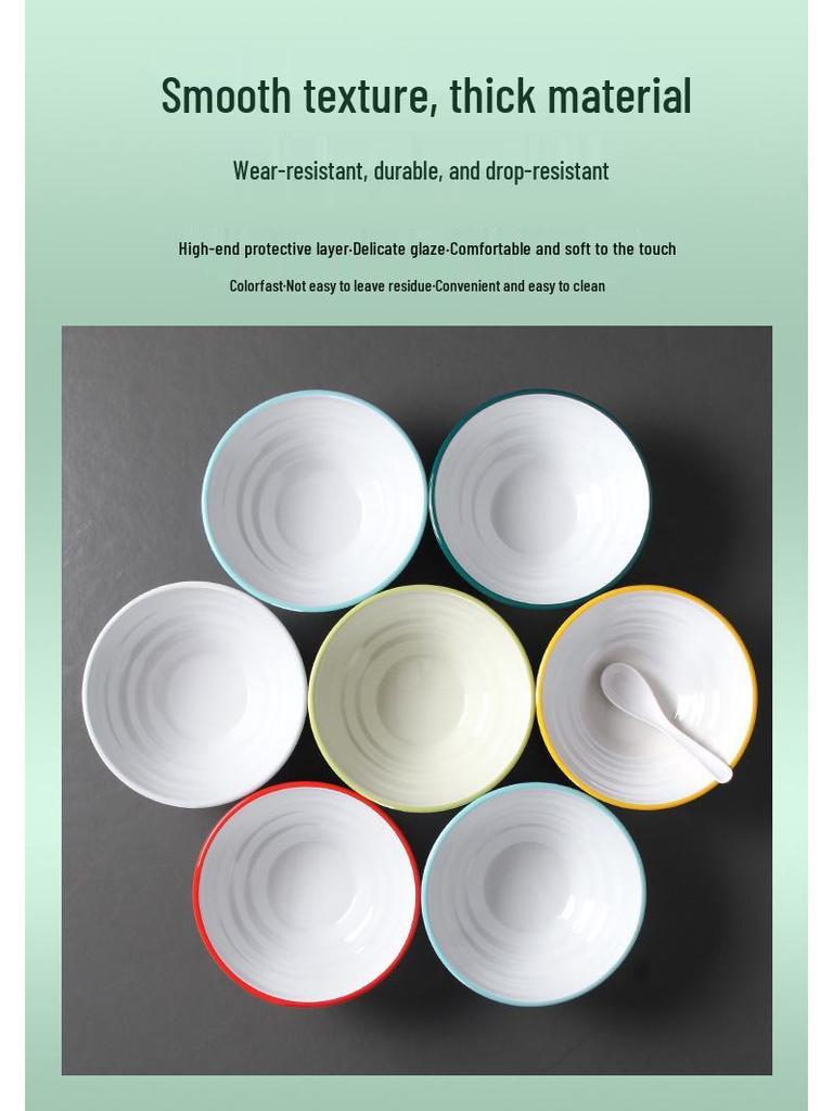 Two-Color Thickened Melamine Noodle Bowl - Large, Threaded Design for Restaurants, Perfect for Noodle Soup, Ramen, and Snail Rice Noodles