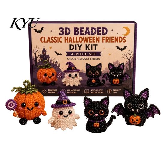 Parent Child Interactive Activity 3D Beaded DIY Kit, Lifelike Christmas Animal Beading Craft Set, Set for Kids Handmade Easy Embroidery Kit And Adults