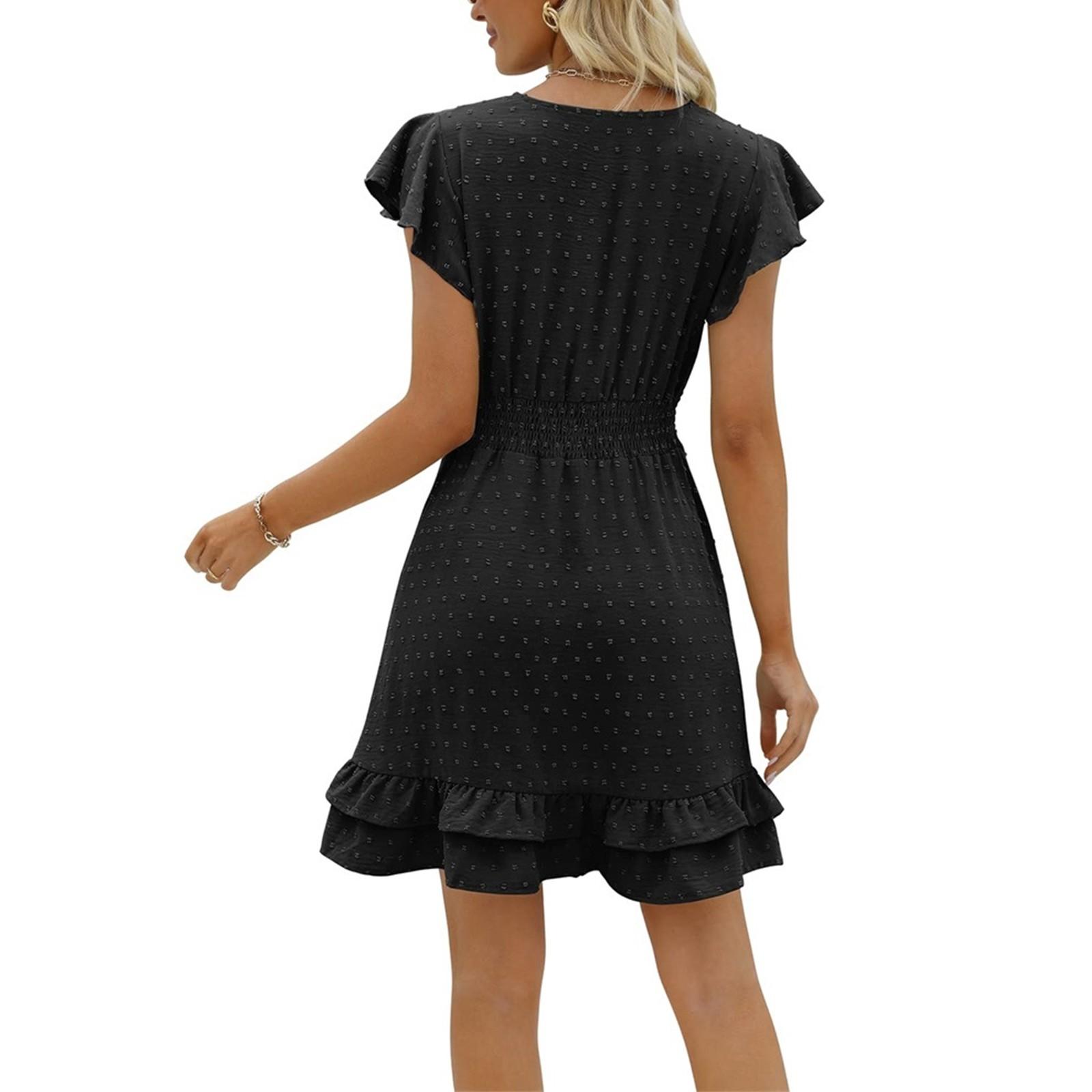 Платья для женщин Одежда Платья Платья с v-образным вырезом и рюшами на рукавах — фото 5