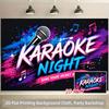 1 Stück 2D Flachbanner - Horizontales Banner mit Mikrofon, Musiknoten und „KARAOKE NIGHT“DJH