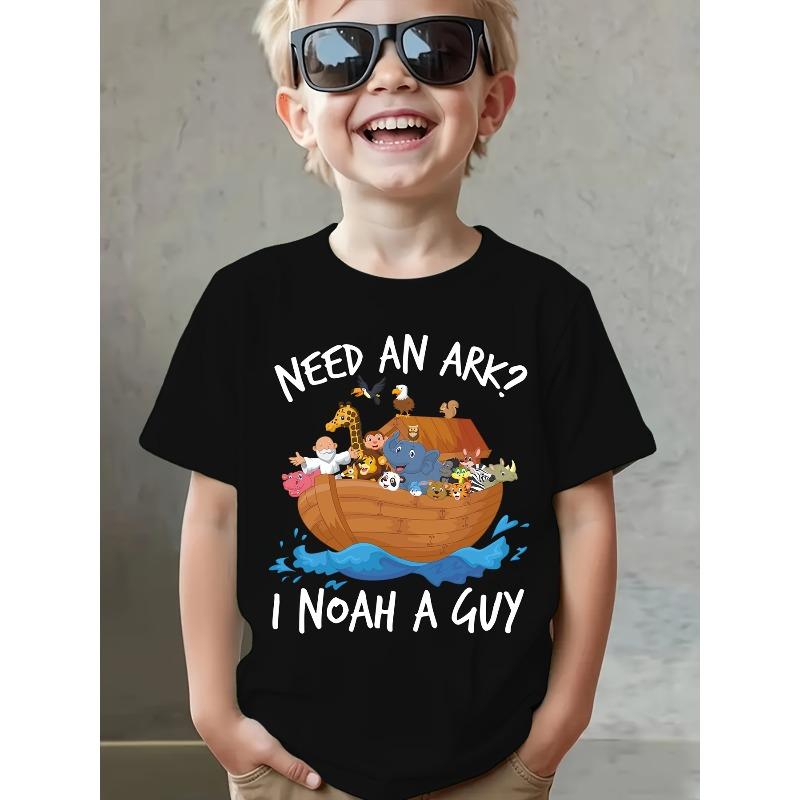 

European sizes Summer Fashion Boys Short-Sleeve T-Shirt Letter Print Casual Top | Crew Neck, Casual Tee, Alphabet Pattern, Suitable Summer 98cm чёрный