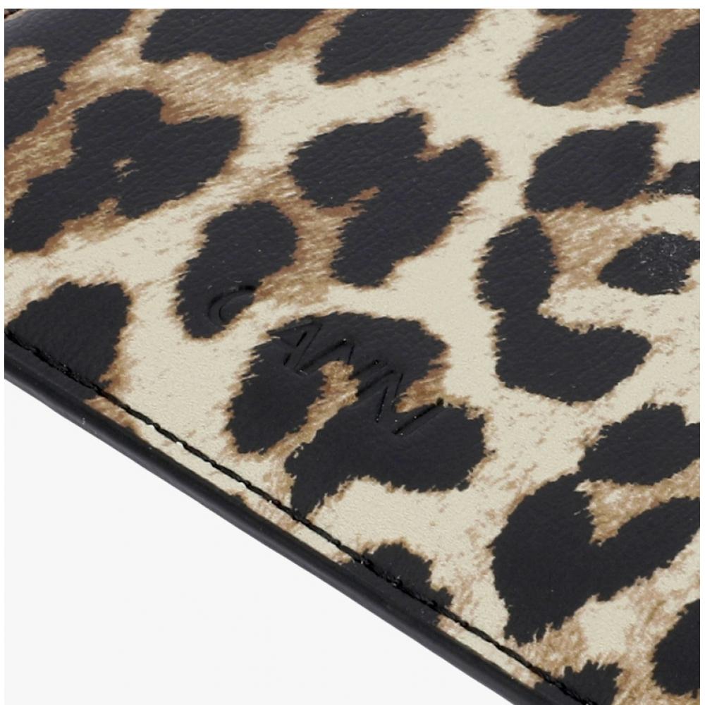 Ganni A6541 943 Leopard Butterfly Logo Card Holder