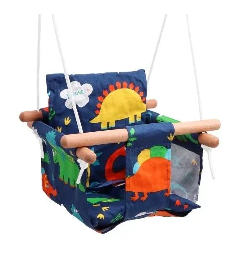 Safe Wooden Baby Rocking Chair Canvas Swing Chair Indoor Outdoor Durable Baby Swing Kindergarten Backyard Park Play Equipment