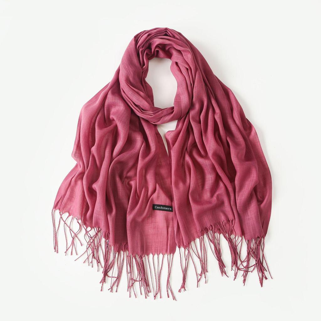 Trendy Niche Silk Scarf: Bamboo Yarn Tassel Shawl for Women