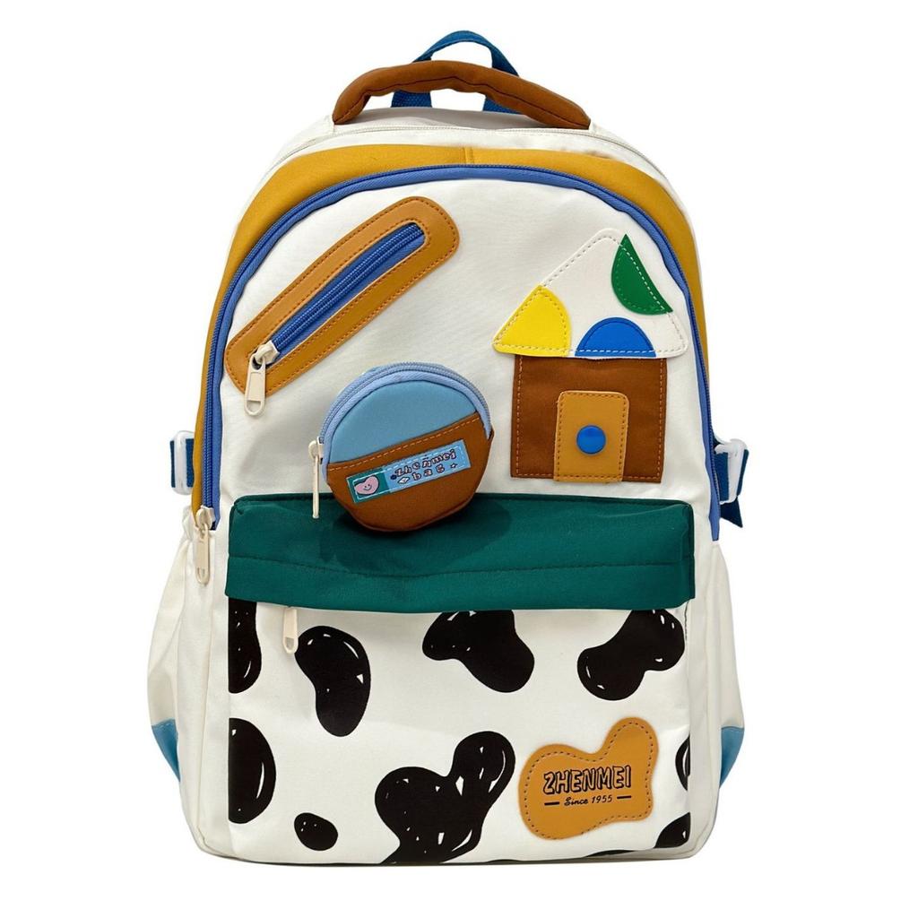 Schoolbag Girl High Value Backpack Girl Cute Junior High School Students Contrast Color Girl Heart Backpack.