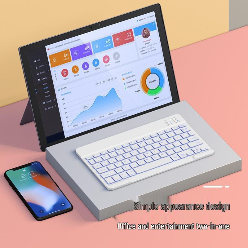 RGB Backlit Bluetooth Keyboard & Silent Wireless Mouse for iPad, Huawei & Tablets