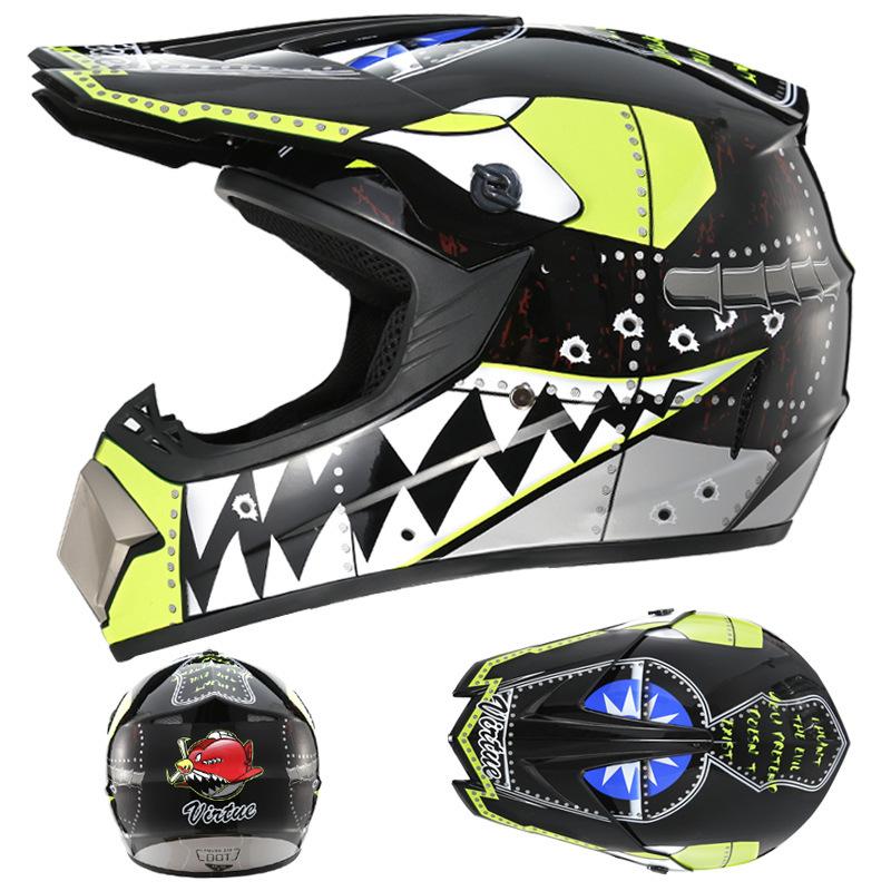 [Free Three-piece Set] Kart Off-road Helmet Electric Motorcycle Helmet Full Helmet for Mountain Downhill Competition
