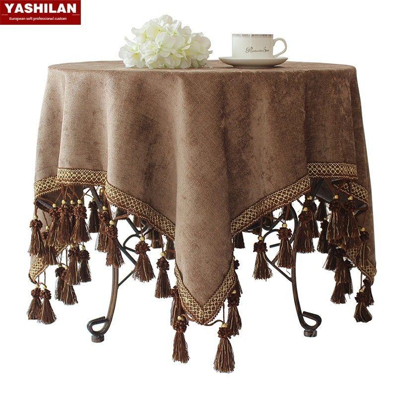 

Коричневая Европейского Стиля Высококлассная Роскошная Круглая Скатерть Размер Круглая Скатерть Отель Конференция Американская Скатерть Ткань Хлопок Лен