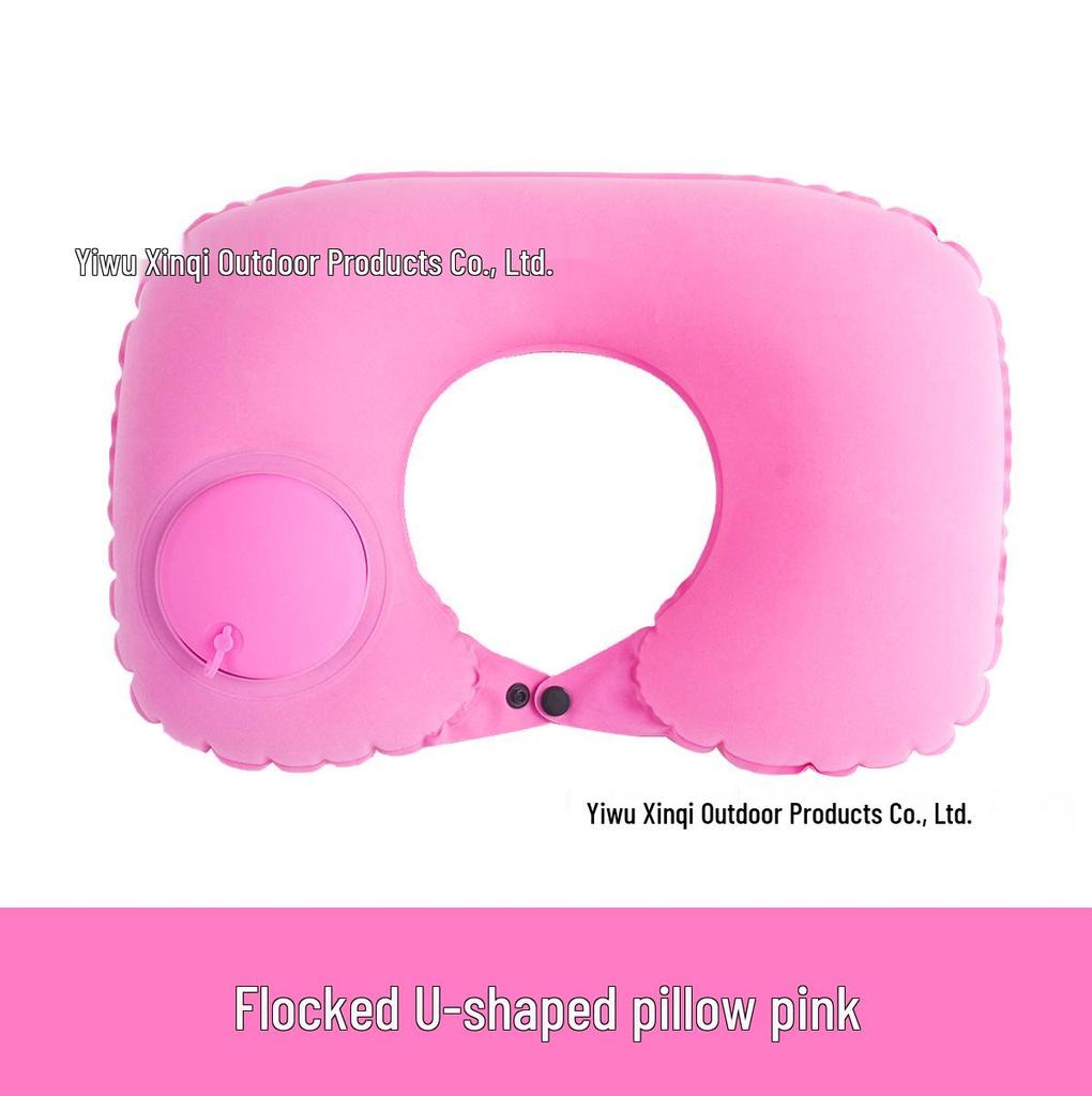 Inflatable U-Shaped Velvet Neck Pillow - Travel Essential, Foldable & Portable