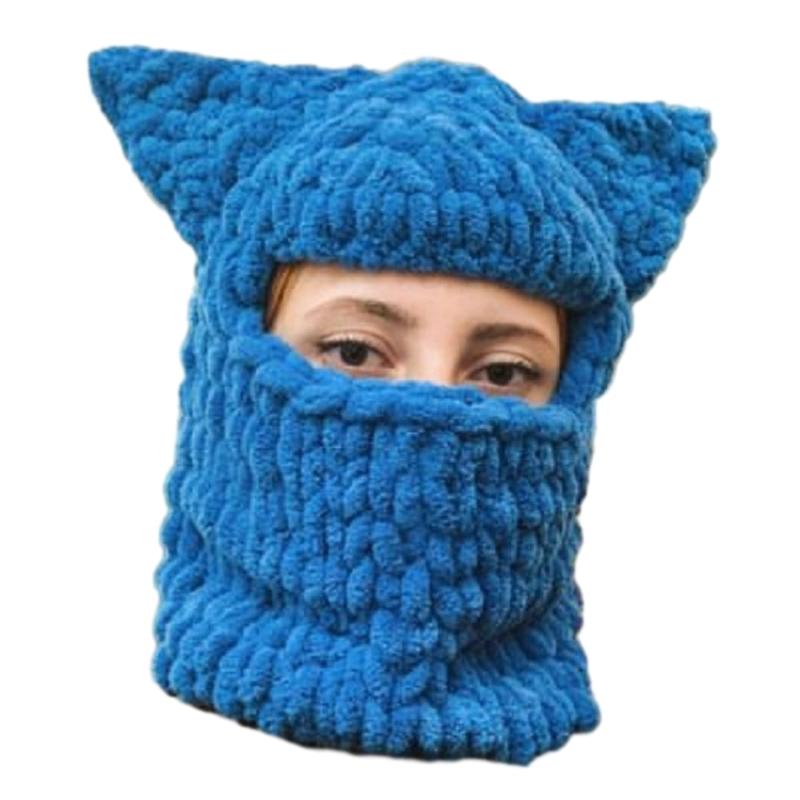 Girls Cat Ear Hat Y2K Knitted Hat Cute Cat Ear Gifts Warm Hat Adult Children Knitted Chenille Yarn Halloween Photo Props