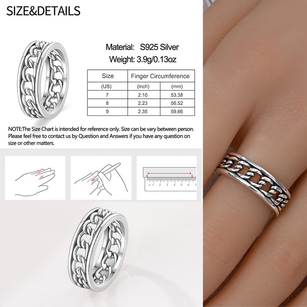 925 Sterling Copper Blue Ocean&Butterfly&Colorful Candy&Star&Retro Chain Wide Face Ring Ladies' Zircon and Accessories