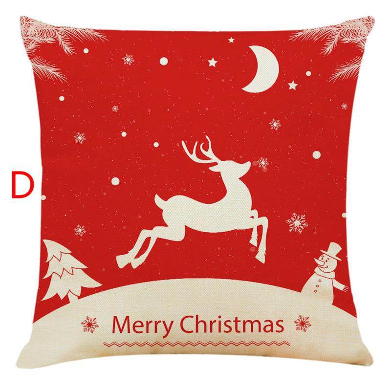 Christmas Pillow Cover Cotton Linen Cushion Cover Home Decoration Sofa Pillow Cover 45 * 45cm