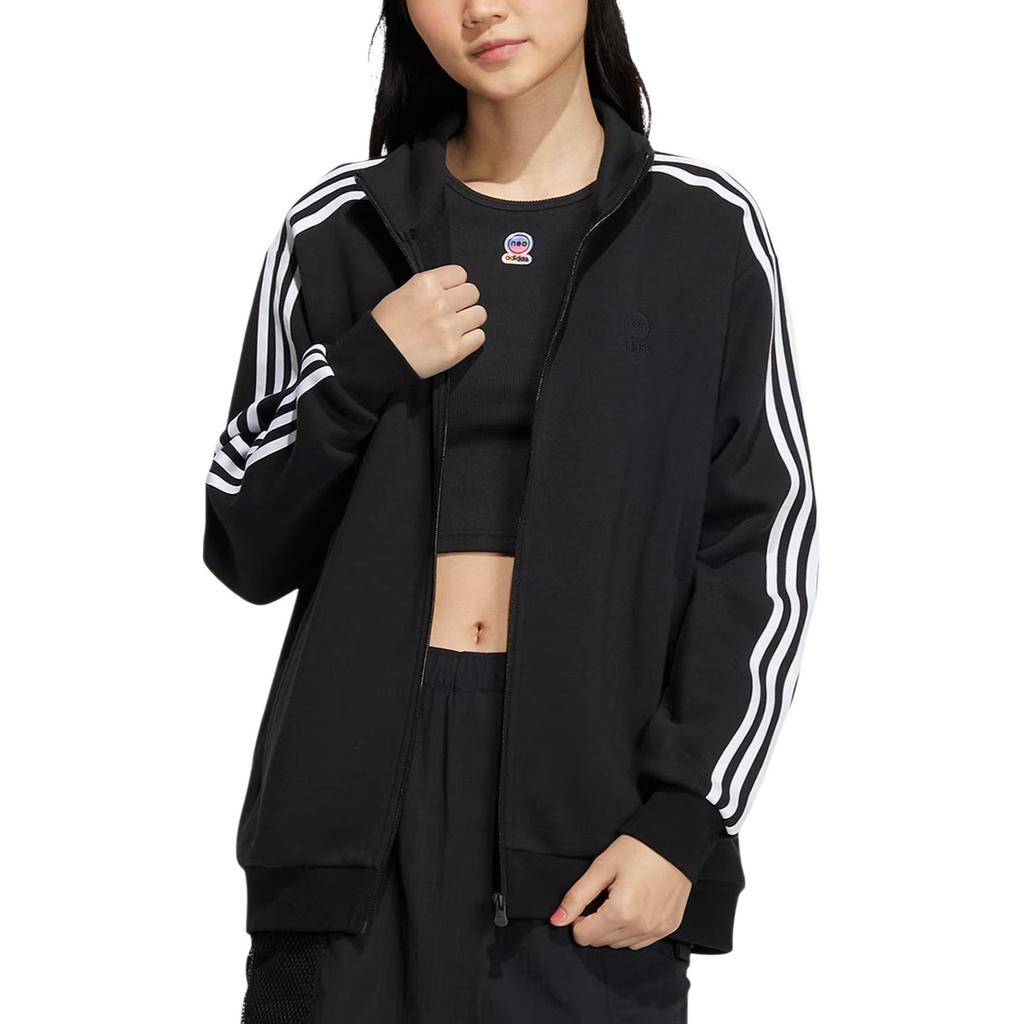 adidas Neo Three-Stripe Zippered Loose-Fit Jacket Unisex Jacket Black IA6909