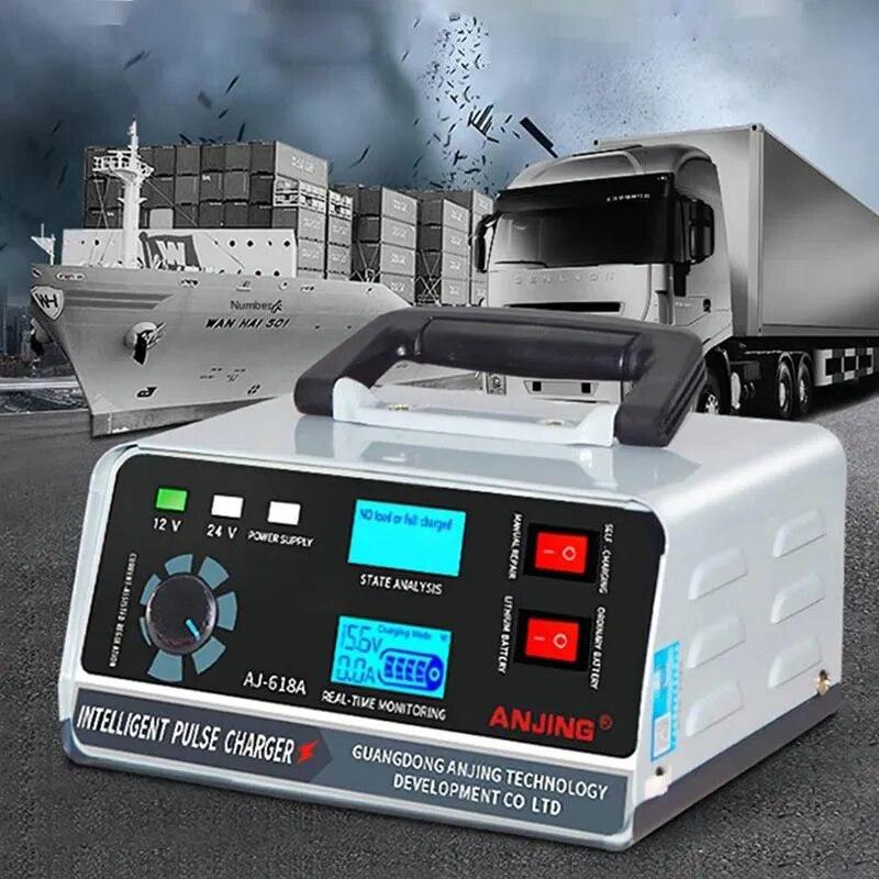 Large Power 400W Battery Charger 12V/24V Car Battery Charger Trickle Smart Pulse Repair for Car SUV Truck Boat