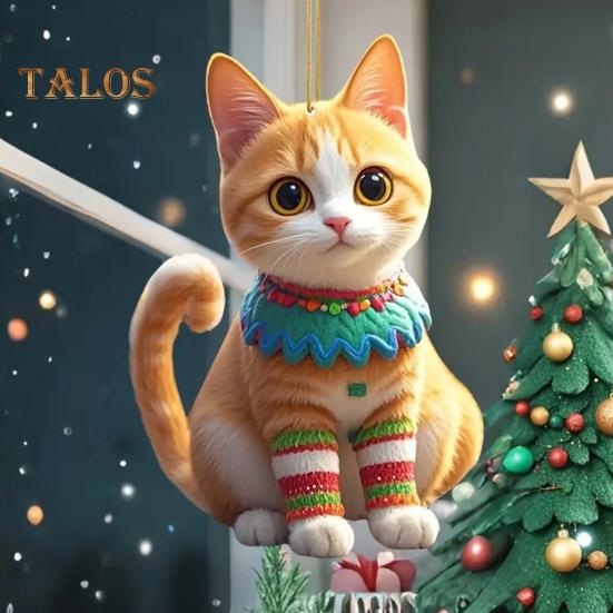 Cat Pendant Car Ornament Hanging Realistic Animal Cat Rearview Mirror Hanging Decor Acrylic Car Charm Party Festival Gift for Car Lovers