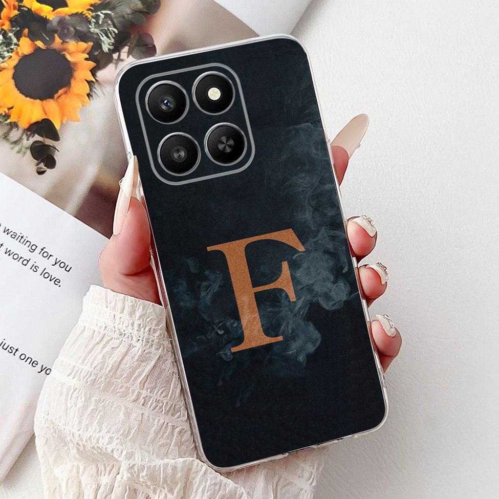 Clear For Honor 400Smart 5G LGN-NX1 Case For Honor 400 Smart Cover Luxury A-Z Letters Fashion Flowers Crown Soft Bumper Casing