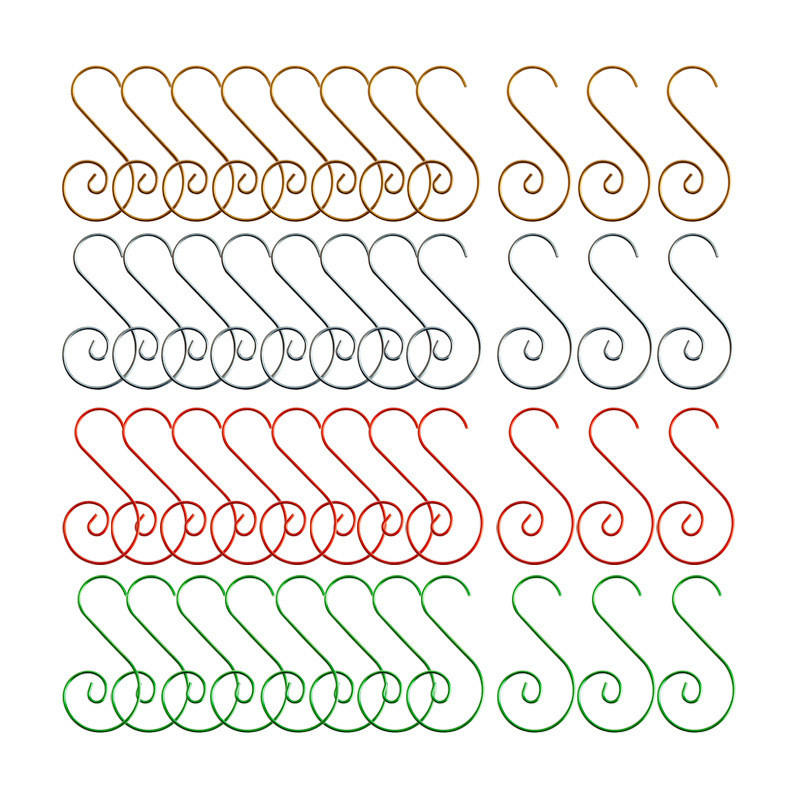 20PCS Christmas Ornament S-Shaped Metal Hook Holder Xmas Tree Balls Pendant Hanging Hooks New-Year Party Decoration Supplies