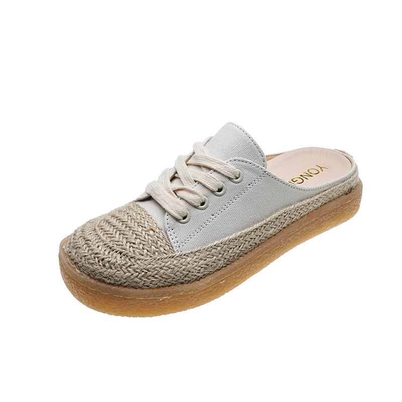 Fisherman Shoes Women's Flat Shoes Canvas Shoes Summer New Versatile Bag Head Slippers Women Wear a Pedal Internet Celebrity Shoes