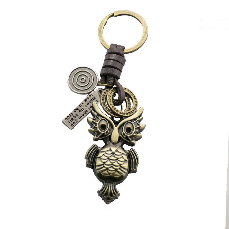Unisex Eagle and Owl Genuine Leather Keychains - Handbag and Clothing Pendants