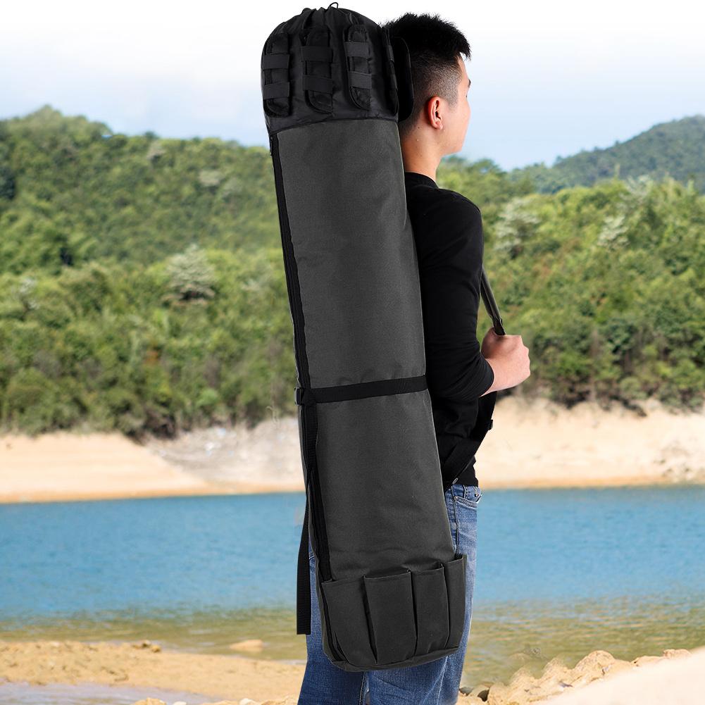 Outdoor Fishing Rod Pole Reel Lures Box Tackle Storage Bag   Shoulder Strap (Black)