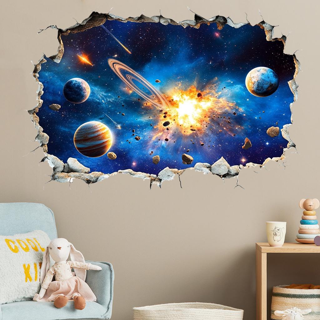 Kreativ Klotter Planet Väggdekal Avtagbar Självhäftande Bakgrundsdekor för Sovrum Vardagsrum Heminredning