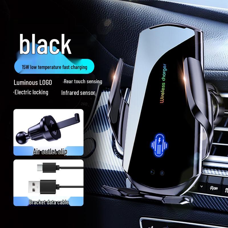 15W Wireless Car Charger & Phone Holder with Infrared Sensor and Auto Clamping
