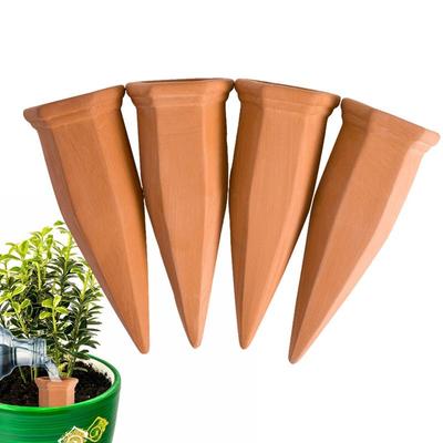 4pcs Plant Self-Watering Stakes Terracotta Automatic Plant Waterer Devices Auto-Water Irrigation System For Indoor/Outdoor