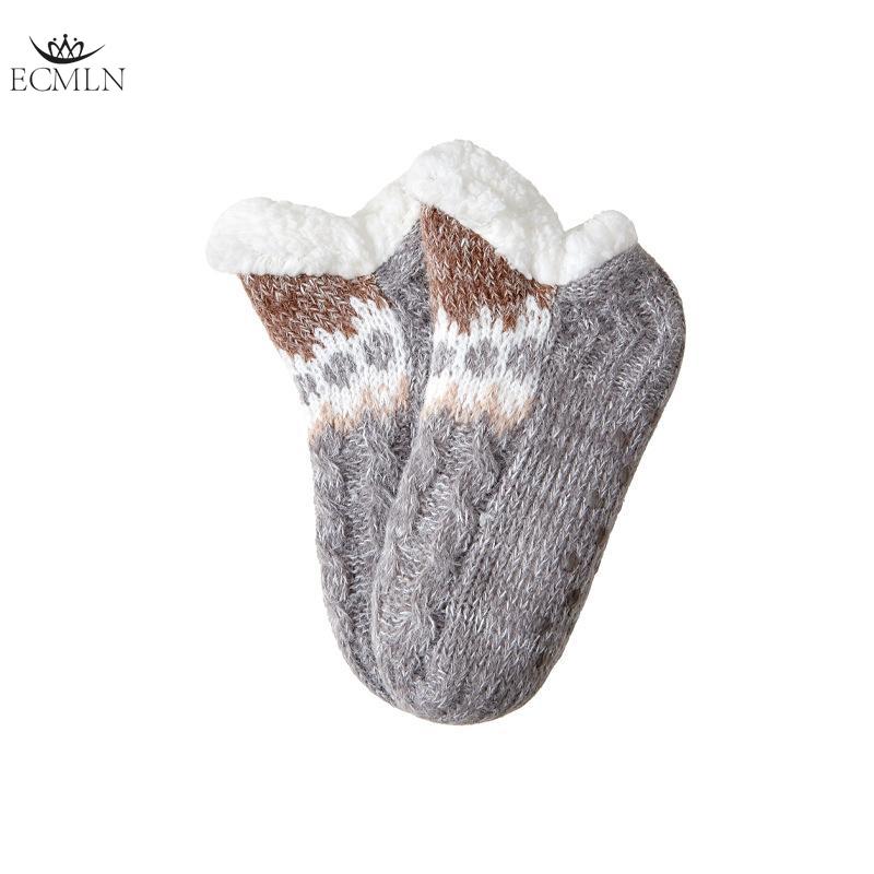 Women Slipper Socks Knitted Warm and Fluffy Fleece Lined Non Slip Socks Winter Socks Home Sleeping Socks for Bed Socks