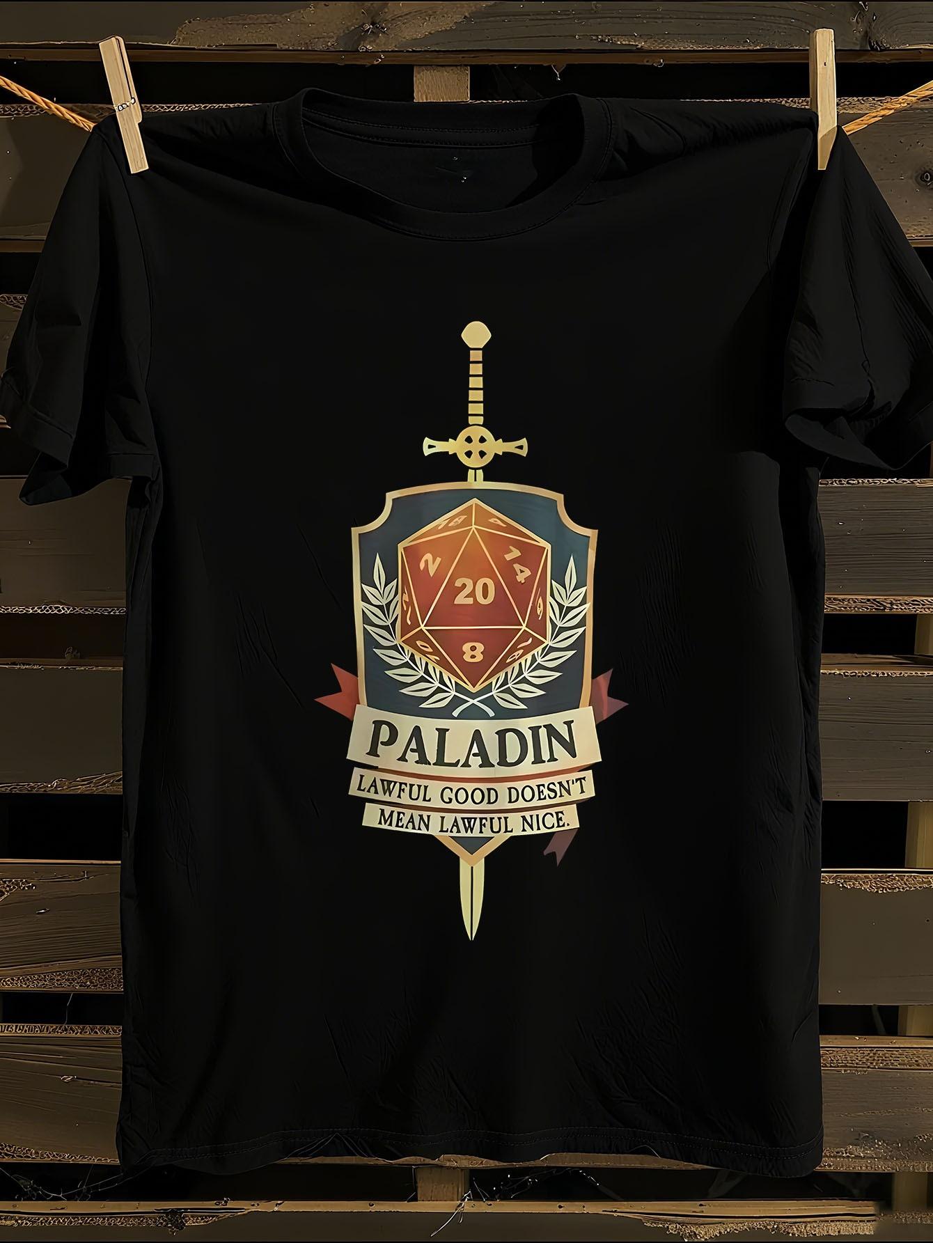 

DND Paladin T-Shirt Mens Tshirt Womens Tshirts with Letters Print Short Sleeves T-Shirt Casual Street Tee Shirt Top XXXXL
