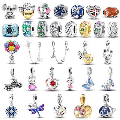 925 Silver Cute Elephant Cat Charms Beads For DIY Bracelet Necklace Making High Quality Jewelry Gift For Women