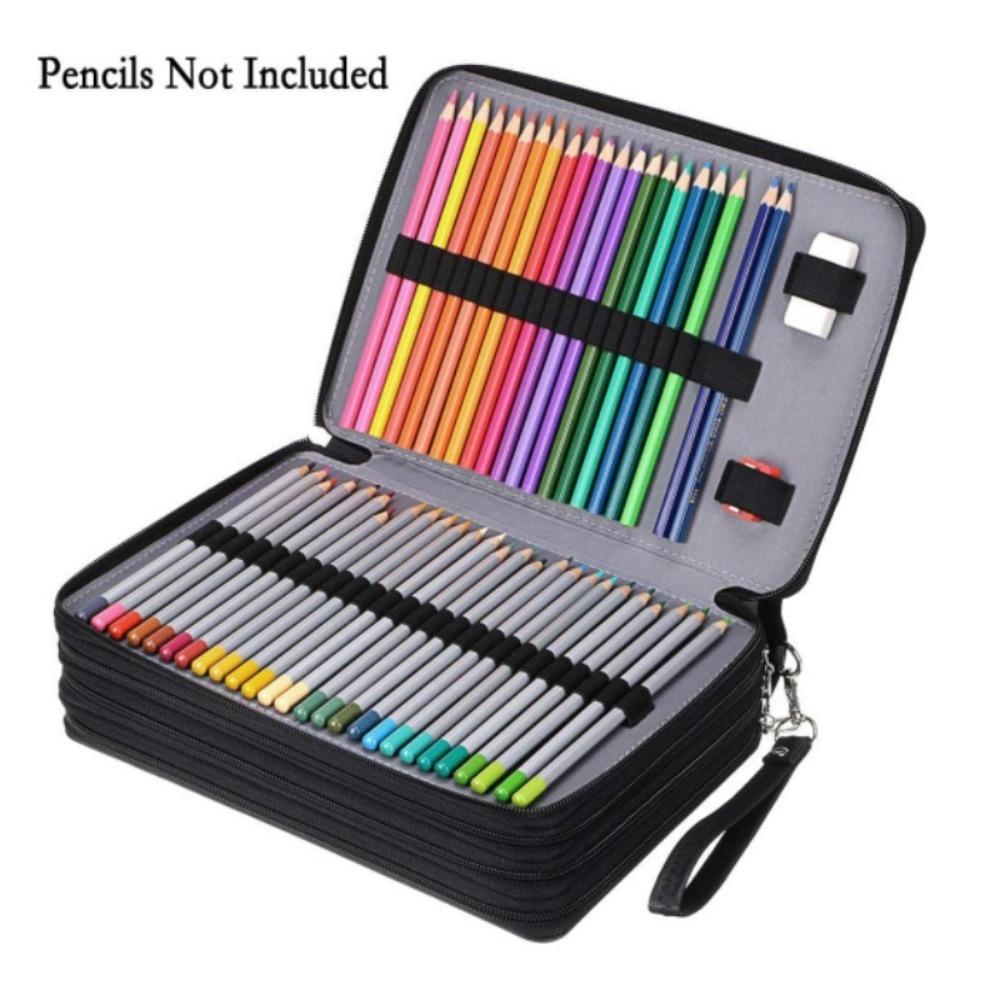 5 Layer Colored Lead Pencils Storage Bag 200 Holes Student Pen Case School Supplies