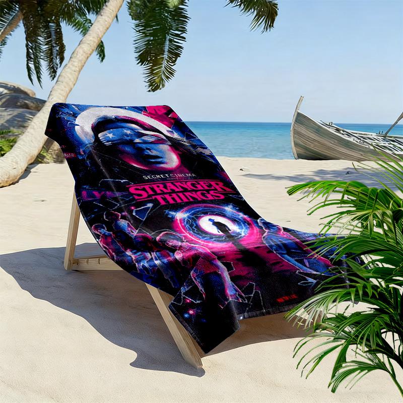 Stranger Supernatural Things Print Beach Towel, Large Soft Quick Dry Towel for Beach Camping Swimming