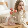 Nordic Style Imitation Ceramic Heart-shaped Vase Romantic Removable Cross Heart Vase Minimalist Modern Flower Vases Bedroom