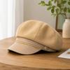 Warm Octagonal Cap for Adult and Teens, Soft Polyester Cabbie Hat with Short Brims and Button Detail for Winter Daily Styling, Street Wear