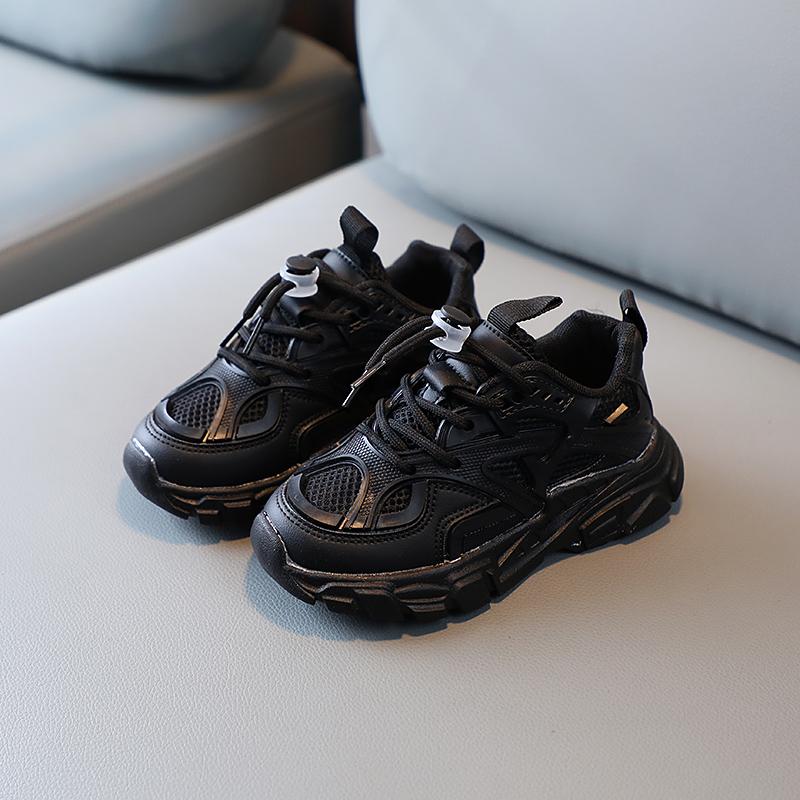 

Черные простые кроссовки на шнуровке, нескользящие, детские, модные, сетчатые, дышащие, кроссовки для мальчиков, лето 2024, новые универсальные школьные туфли для девочек 28 чёрный